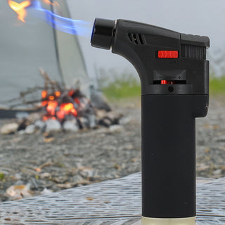 Jet Feuerzeug 4er Set Brenner Soft Touch 4 Farben 6,5x12x3cm ABS nachfüllbar regulierbare Flamme Sturmfeuerzueg