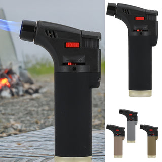 Jet Feuerzeug 4er Set Brenner Soft Touch 4 Farben 6,5x12x3cm ABS nachfüllbar regulierbare Flamme Sturmfeuerzueg