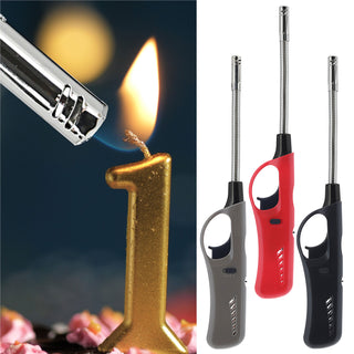 Stabfeuerzeug 3er Set flexibel 3 Farben ABS Eisen 4,5x27x2cm Feuerzeug nachfüllbar regulierbare Flamme Sturmfeuerzeug biegbar