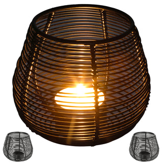 Teelichthalter mit Streben 3er Set Eisen schwarz 11x9cm Gartenlaterne Windlicht Kerzenständer
