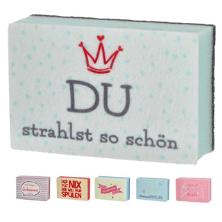 Spülschwamm 6er Set 6 Design10,5x7x3cm Polyester bunt bedruckt Haushaltsschwamm Reinigungsschwamm