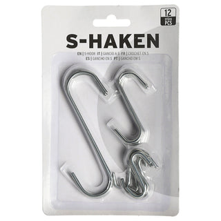 12/144x S-Haken Set 3 Größen Eisen silber Doppelhaken Metallhaken s-förmig Haken zum Aufhängen