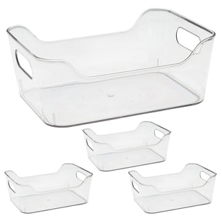 Organizer Kühlschrank Box Größe S 4er Set PET 20x14x8cm transparent Aufbewahrung Kühlschrankbox mit Eingriff