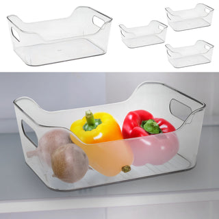 Organizer Kühlschrank Box Größe S 4er Set PET 20x14x8cm transparent Aufbewahrung Kühlschrankbox mit Eingriff