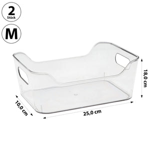 Organizer Kühlschrank Box Größe S 4er Set PET 20x14x8cm transparent Aufbewahrung Kühlschrankbox mit Eingriff