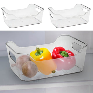 Organizer Kühlschrank Box Größe S 4er Set PET 20x14x8cm transparent Aufbewahrung Kühlschrankbox mit Eingriff