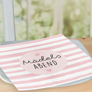 Servietten 'Mädelsabend' 80er Set 33x33cm 3-lagig Papierserviette rosa weiß stoffähnlich Tuch Tischdeko