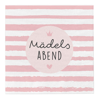 Servietten 'Mädelsabend' 80er Set 33x33cm 3-lagig Papierserviette rosa weiß stoffähnlich Tuch Tischdeko