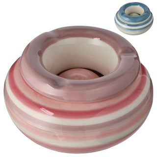Sturmaschenbecher 'Stripes' 2er Set Ø11,0x6,5cm Dolomit blau/grün rosa/pink weiß Aschenbecher Windaschenbecher