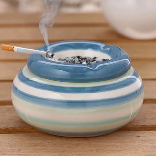 Sturmaschenbecher 'Stripes' 2er Set Ø11,0x6,5cm Dolomit blau/grün rosa/pink weiß Aschenbecher Windaschenbecher