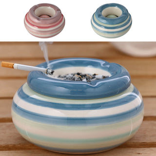 Sturmaschenbecher 'Stripes' 2er Set Ø11,0x6,5cm Dolomit blau/grün rosa/pink weiß Aschenbecher Windaschenbecher