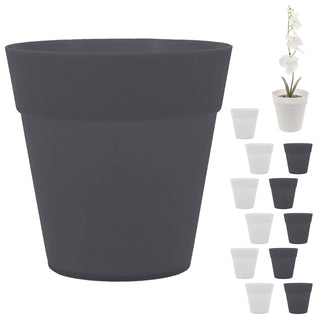 Übertopf 12er Set Kunststoff 12x13cm weiß anthrazit Blumentopf Pflanztopf Topf für Blumen Kräuter Pflanzen