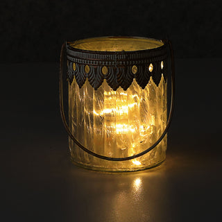 Windlicht 3er Set gerade orientalische Ornamente gefrostet Glas Eisen Ø9xH11cm Henkel Gefäß für Teelichter oder Kerzen