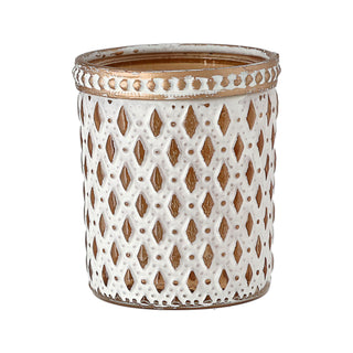 Windlicht 4er Set Oriental Glas Ø6x7cm weiß gold Teelichthalter Kerzenhalter Kerzenständer 4 verschiedene Muster