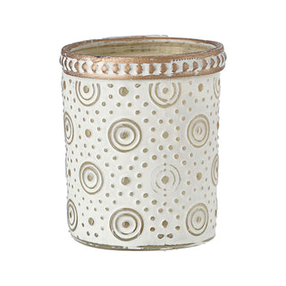 Windlicht 4er Set Oriental Glas Ø6x7cm weiß gold Teelichthalter Kerzenhalter Kerzenständer 4 verschiedene Muster