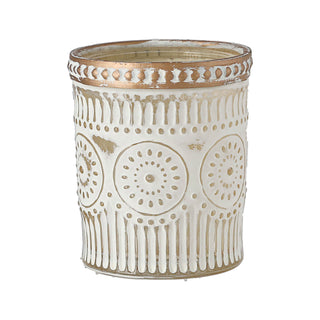 Windlicht 4er Set Oriental Glas Ø6x7cm weiß gold Teelichthalter Kerzenhalter Kerzenständer 4 verschiedene Muster