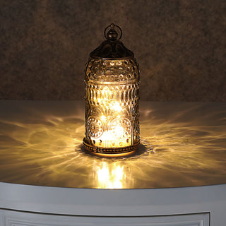 LED Leuchte 3er Set orientalische Ornamente Glas Metall Ø7,5cm H15cm grau braun rosé Windlicht 5 LEDs batteriebetrieben