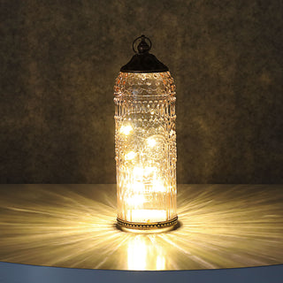 LED Leuchte 3er Set orientalische Ornamente Glas Metall Ø7cm H23cm grau braun rosé Windlicht 10 LEDs batteriebetrieben
