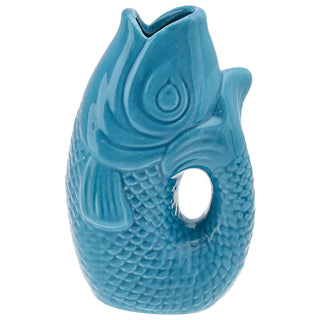 Vase Fisch 'Blubb' 15x17x9cm Dolomit weiß Blumenvase Dekovase Tischvase Fischform Fischmaul Henkel