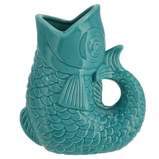 Vase Fisch 'Blubb' 15x17x9cm Dolomit weiß Blumenvase Dekovase Tischvase Fischform Fischmaul Henkel