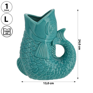 Vase Fisch 'Blubb' 15x17x9cm Dolomit weiß Blumenvase Dekovase Tischvase Fischform Fischmaul Henkel