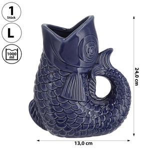 Vase Fisch 'Blubb' 15x17x9cm Dolomit weiß Blumenvase Dekovase Tischvase Fischform Fischmaul Henkel