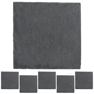 Schieferplatte 6er Set 15x15cm quadratisch mit Filzschonern Tischuntersetzer Steinplatte Servierplatte Untersetzer