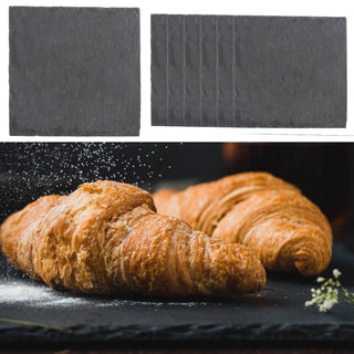 Schieferplatte 6er Set 15x15cm quadratisch mit Filzschonern Tischuntersetzer Steinplatte Servierplatte Untersetzer