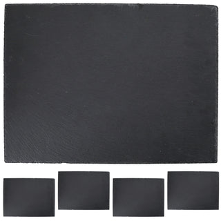 Schieferplatte 4er Set 40x30cm rechteckig mit Filzschonern Tischuntersetzer Steinplatte Servierplatte Untersetzer