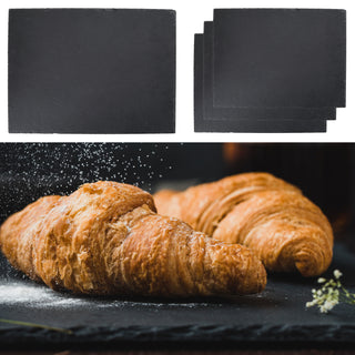 Schieferplatte 4er Set 40x30cm rechteckig mit Filzschonern Tischuntersetzer Steinplatte Servierplatte Untersetzer