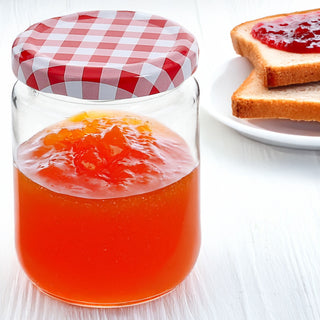 Einmachglas 6er Set 300ml 6,5x9cm Glas Metall Schraubdeckel rot-weiß kariert Konservenglas Twist-Off Rundglas Einmachen Aufbewahren