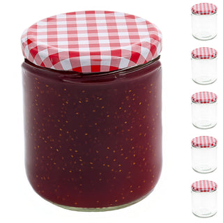 Einmachglas 6er Set 450ml 8x10cm Glas Metall Schraubdeckel rot-weiß kariert Konservenglas Twist-Off Rundglas Einmachen Aufbewahren