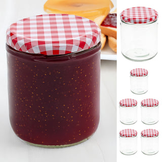 Einmachglas 6er Set 450ml 8x10cm Glas Metall Schraubdeckel rot-weiß kariert Konservenglas Twist-Off Rundglas Einmachen Aufbewahren