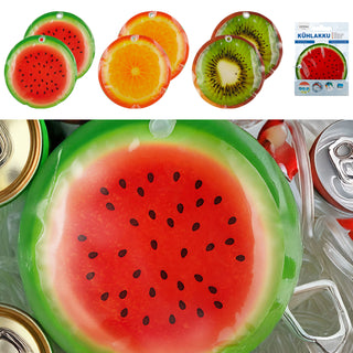 Kühlakku Früchte 6er Set 15x1cm Kühlelemente wiederverwendbar Orange Kiwi Melone Coolpacks Kühltasche Kühlpack
