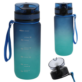 Trinkflasche 650ml Sport PET PP PE 7x24cm Lila/Pink | Grün/Blau| schwarz/weiß Farbverlauf Handschlaufe Sieb Sportwasserflasche BPA-frei