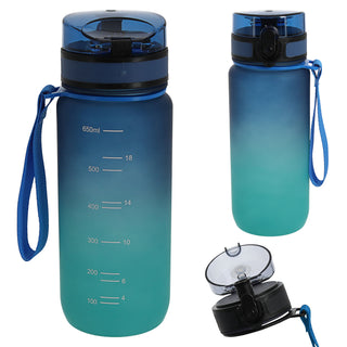 Trinkflasche 650ml Sport PET PP PE 7x24cm Lila/Pink | Grün/Blau| schwarz/weiß Farbverlauf Handschlaufe Sieb Sportwasserflasche BPA-frei