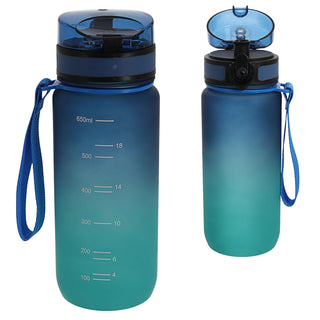 Trinkflasche 650ml Sport PET PP PE 7x24cm Lila/Pink | Grün/Blau| schwarz/weiß Farbverlauf Handschlaufe Sieb Sportwasserflasche BPA-frei
