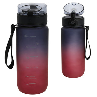 Trinkflasche 650ml Sport PET PP PE 7x24cm Lila/Pink | Grün/Blau| schwarz/weiß Farbverlauf Handschlaufe Sieb Sportwasserflasche BPA-frei