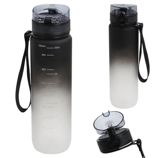 Trinkflasche 1000ml Sport PET PP PE 7,5x28cm Lila/Pink | Grün/Blau| schwarz/weiß Farbverlauf Handschlaufe Sieb Sportwasserflasche BPA-frei