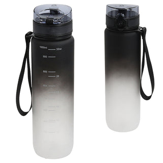 Trinkflasche 1000ml Sport PET PP PE 7,5x28cm Lila/Pink | Grün/Blau| schwarz/weiß Farbverlauf Handschlaufe Sieb Sportwasserflasche BPA-frei