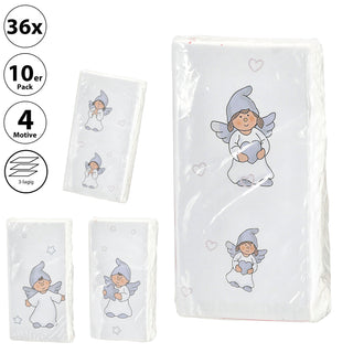 Taschentücher 'Schutzengel' 36x10er Pack Display 5x11x2cm Papier 3lagig 4 Motive Papiertaschentücher Tempo