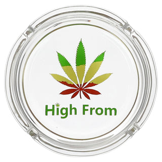 Glasaschenbecher 6er Set Ø10cm Glas rund Aschenbecher stapelbar Leuchtfunktion Cannabis-Design