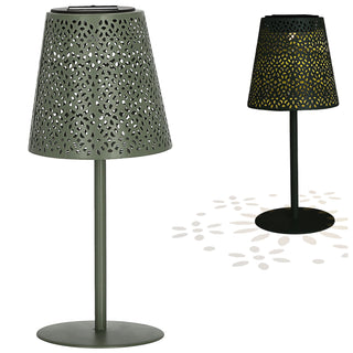LED Solar Tischleuchte 'Cannes' Muster gestanzt weiß/grün/braun/schwarz 12x27cm akkubetrieben warmweiß On-/Off-Schalter IP44 Outdoorlampe