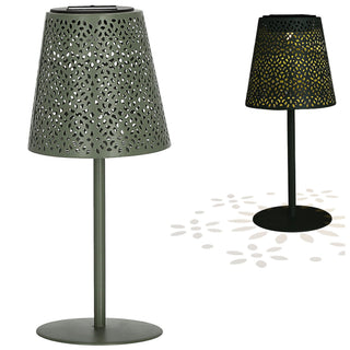 LED Solar Tischleuchte 'Cannes' Muster gestanzt weiß/grün/braun/schwarz 12x27cm akkubetrieben warmweiß On-/Off-Schalter IP44 Outdoorlampe