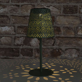 LED Solar Tischleuchte 'Cannes' Muster gestanzt weiß/grün/braun/schwarz 12x27cm akkubetrieben warmweiß On-/Off-Schalter IP44 Outdoorlampe