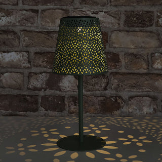 LED Solar Tischleuchte 'Cannes' Muster gestanzt weiß/grün/braun/schwarz 12x27cm akkubetrieben warmweiß On-/Off-Schalter IP44 Outdoorlampe