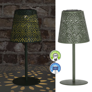 LED Solar Tischleuchte 'Cannes' Muster gestanzt weiß/grün/braun/schwarz 12x27cm akkubetrieben warmweiß On-/Off-Schalter IP44 Outdoorlampe