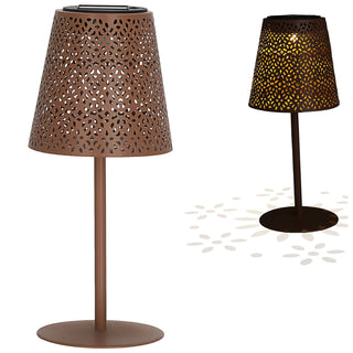 LED Solar Tischleuchte 'Cannes' Muster gestanzt weiß/grün/braun/schwarz 12x27cm akkubetrieben warmweiß On-/Off-Schalter IP44 Outdoorlampe