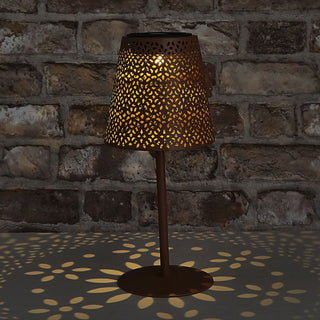 LED Solar Tischleuchte 'Cannes' Muster gestanzt weiß/grün/braun/schwarz 12x27cm akkubetrieben warmweiß On-/Off-Schalter IP44 Outdoorlampe