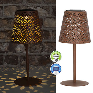 LED Solar Tischleuchte 'Cannes' Muster gestanzt weiß/grün/braun/schwarz 12x27cm akkubetrieben warmweiß On-/Off-Schalter IP44 Outdoorlampe